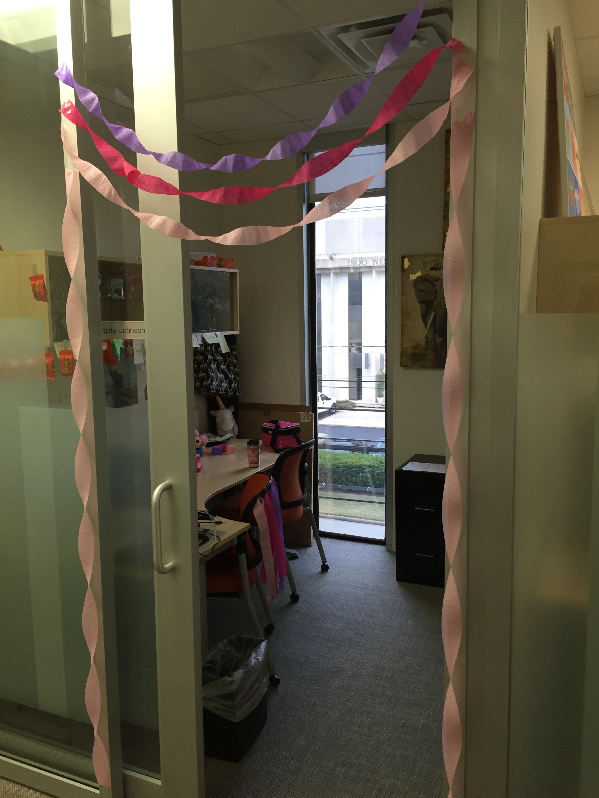 Brian decorated my office for my barfday. 