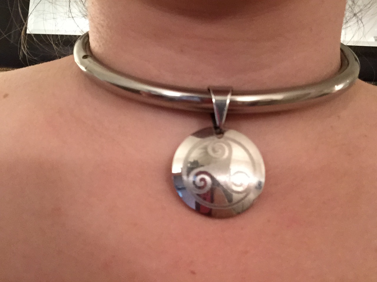 My shiny new collar. 