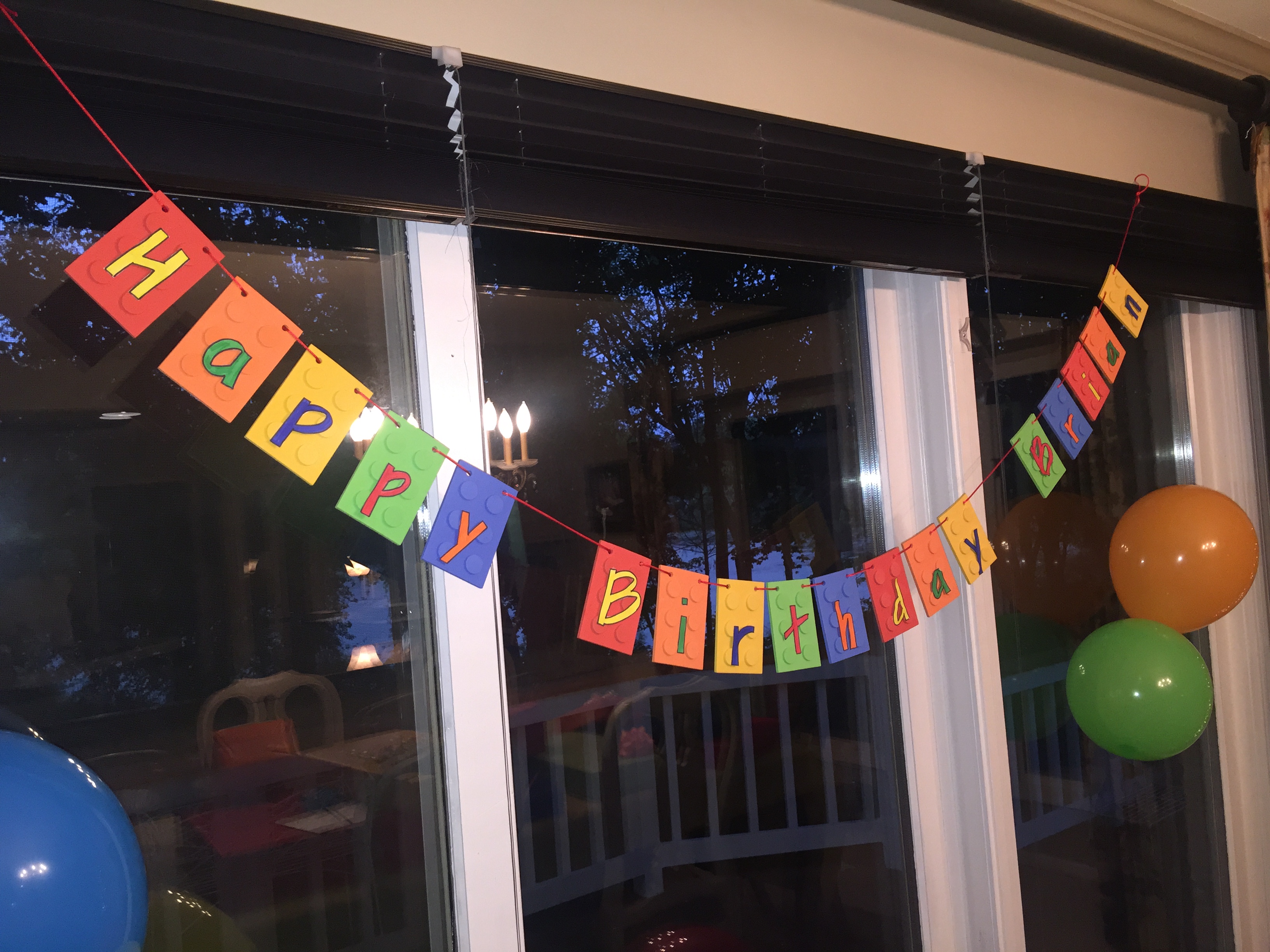 The hand-made Lego banner.