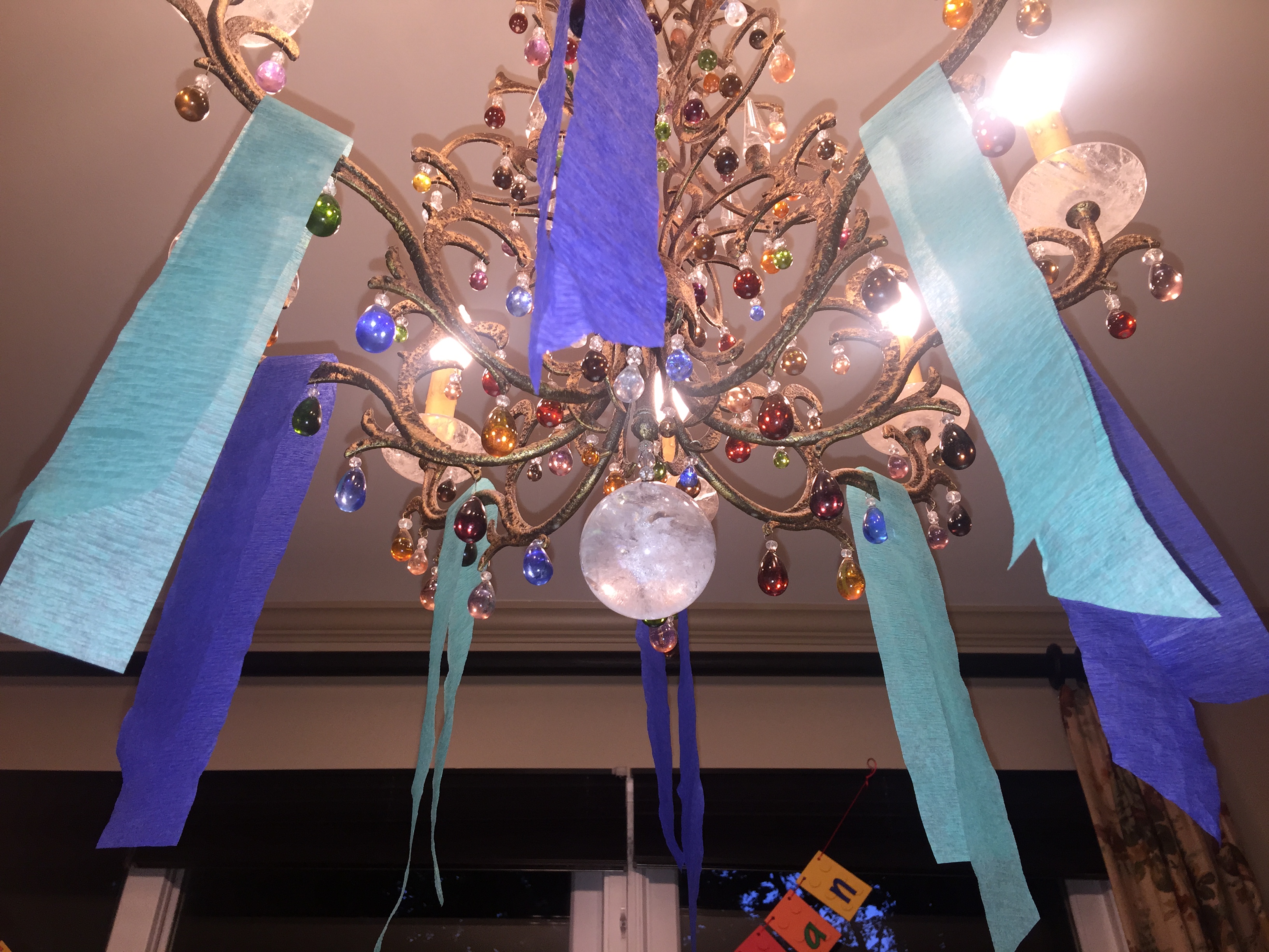 Decorating the chandelier.