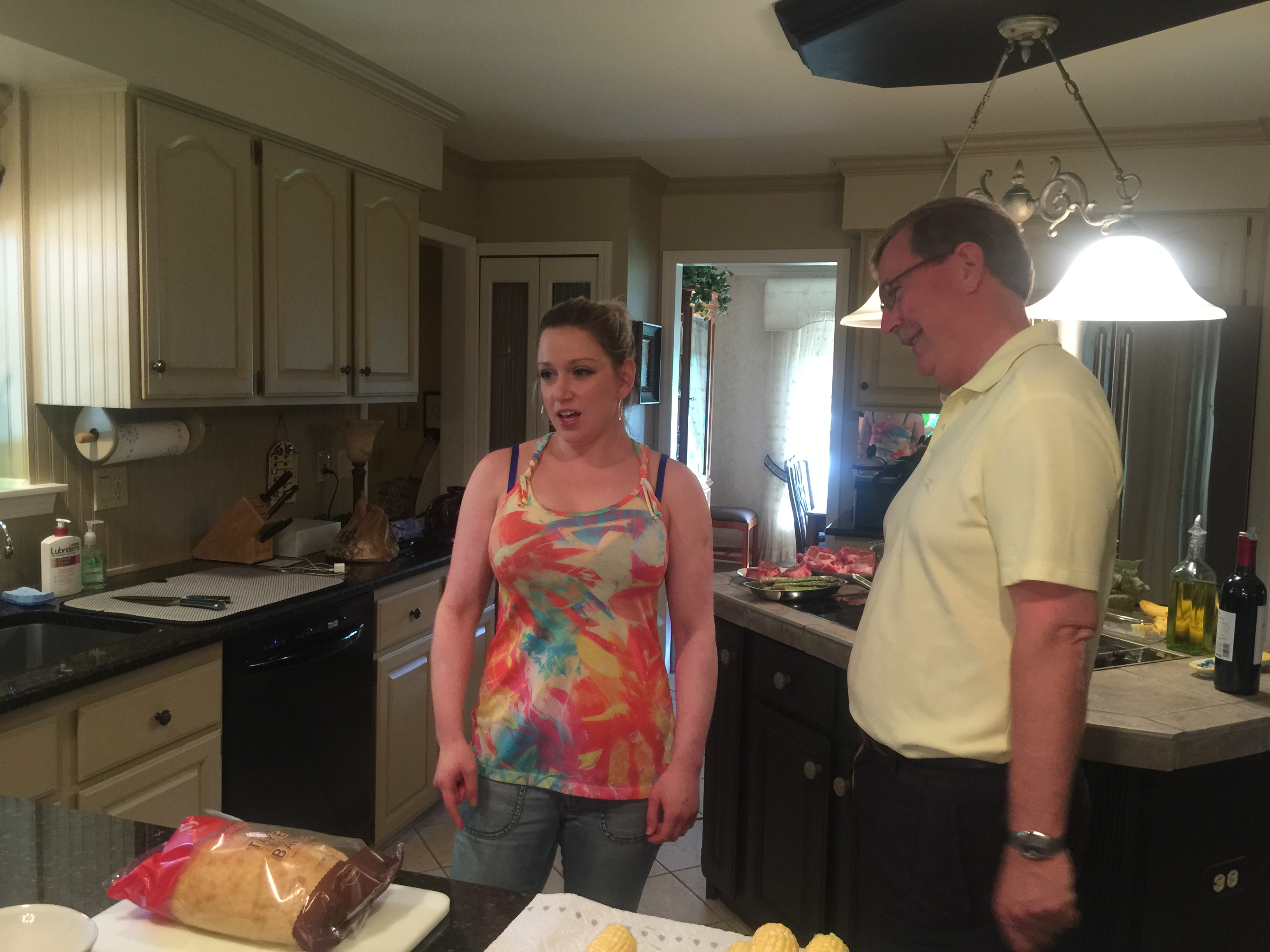 Lauren and Dad talking.