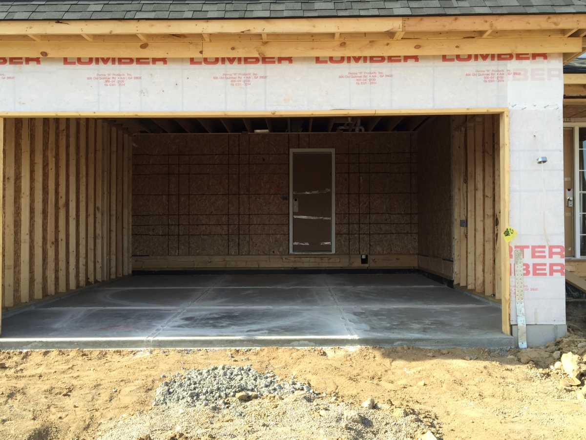 The garage floor is poured